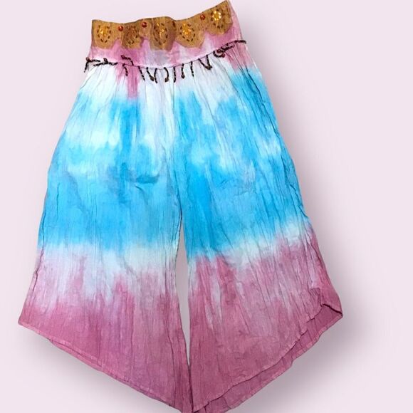 Etc Vintage Style Tie-dye Palazzo Pant Skirt Jeweled Band Size S - Picture 1 of 4